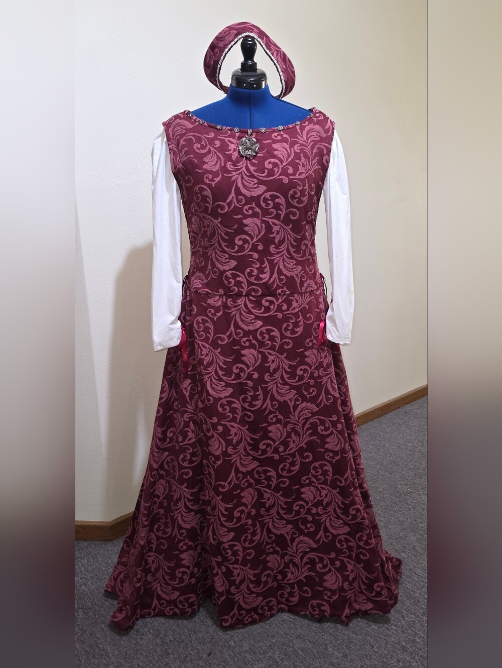 Home-Made Medieval Renaissance Women's Gown - Wine Color